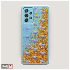 Чехол Жидкий с блестками Samsung Galaxy A52 Качели-единороги фон Case Place