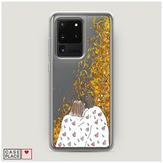 Чехол Жидкий с блестками Samsung Galaxy S20 Ultra Плед на двоих Case Place