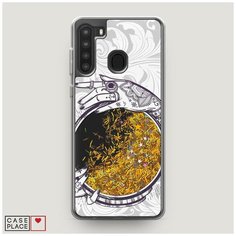 Чехол Жидкий с блестками Samsung Galaxy A21 Прозрачное зеркало Case Place