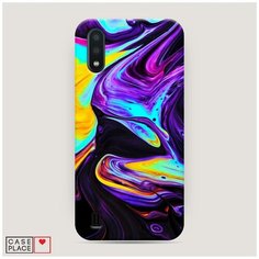 Чехол Пластиковый Samsung Galaxy A01 Фиолетовый флюид арт Case Place