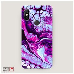 Чехол Пластиковый Xiaomi Redmi Note 6 Pro Розовый флюид арт Case Place