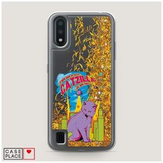 Чехол Жидкий с блестками Samsung Galaxy A01 Робот Case Place