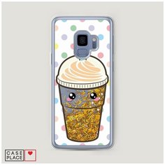 Чехол Жидкий с блестками Samsung Galaxy S9 Милый стакан Case Place