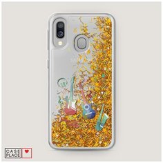 Чехол Жидкий с блестками Samsung Galaxy A40 Музыкальные инструменты градиент Case Place