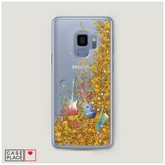 Чехол Жидкий с блестками Samsung Galaxy S9 Музыкальные инструменты градиент Case Place