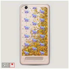 Чехол Жидкий с блестками Xiaomi Redmi 4A Качели-единороги фон Case Place