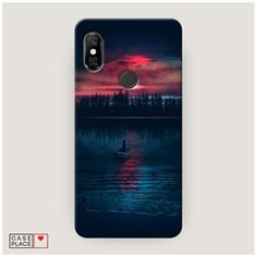 Чехол Пластиковый Xiaomi Redmi Note 6 Pro Лодка в закате Case Place