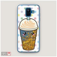 Чехол Жидкий с блестками Samsung Galaxy A6 Милый стакан Case Place
