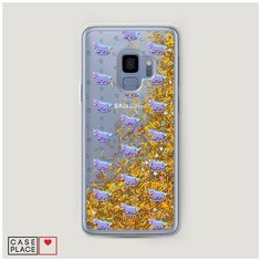 Чехол Жидкий с блестками Samsung Galaxy S9 Качели-единороги фон Case Place