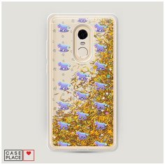 Чехол Жидкий с блестками Xiaomi Redmi Note 4X Качели-единороги фон Case Place