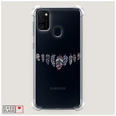 Чехол силиконовый Противоударный Samsung Galaxy M21 Гирлянда из перьев 1 Case Place