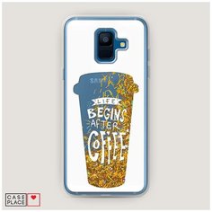 Чехол Жидкий с блестками Samsung Galaxy A6 After coffee стакан Case Place