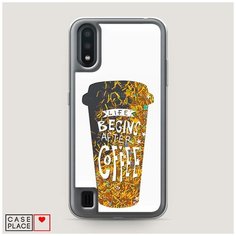 Чехол Жидкий с блестками Samsung Galaxy A01 After coffee стакан Case Place