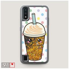 Чехол Жидкий с блестками Samsung Galaxy A01 Милый стакан Case Place