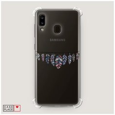 Чехол силиконовый Противоударный Samsung Galaxy A20 Гирлянда из перьев 1 Case Place