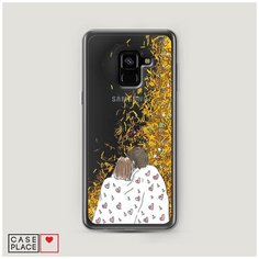 Чехол Жидкий с блестками Samsung Galaxy A8 2018 Плед на двоих Case Place