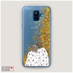 Чехол Жидкий с блестками Samsung Galaxy A6 Плед на двоих Case Place