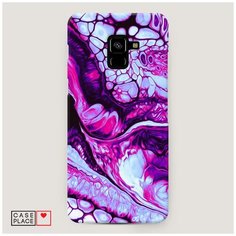 Чехол Пластиковый Samsung Galaxy A8 Plus 2018 Розовый флюид арт Case Place