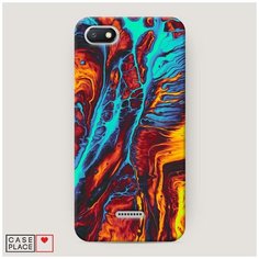 Чехол Пластиковый Xiaomi Redmi 6A Желто-голубой флюид Case Place