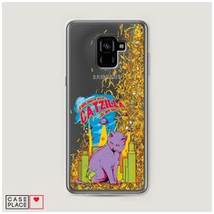 Чехол Жидкий с блестками Samsung Galaxy A8 Plus 2018 Робот Case Place