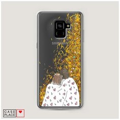 Чехол Жидкий с блестками Samsung Galaxy A8 Plus 2018 Плед на двоих Case Place