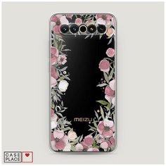 Силиконовый чехол "Розовая цветочная рамка" на Meizu 17 / Мейзу 17 Case Place