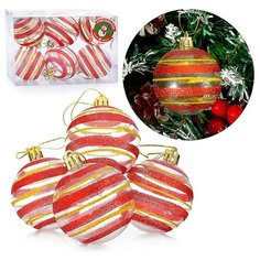 Набор шаров S0149-2 (6см) цвет красный с золотым, в коробке Снеговичок