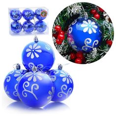 Набор шаров S0163-1 (8см) синий цвет, в коробке Снеговичок