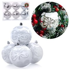 Набор шаров S0154 (8см) серебряный цвет, в коробке Снеговичок