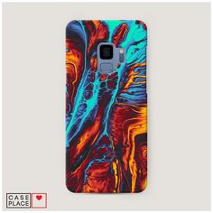 Чехол Пластиковый Samsung Galaxy S9 Желто-голубой флюид Case Place