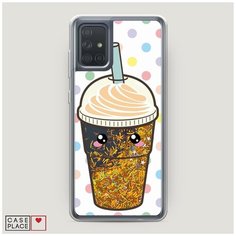 Чехол Жидкий с блестками Samsung Galaxy A71 Милый стакан Case Place