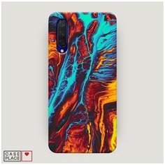 Чехол Пластиковый Xiaomi Mi A3 Lite Желто-голубой флюид Case Place
