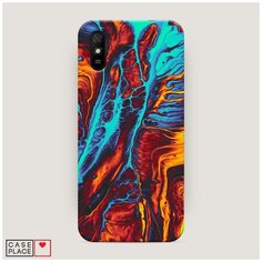 Чехол Пластиковый Xiaomi Redmi 9A Желто-голубой флюид Case Place