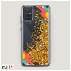 Чехол Жидкий с блестками Samsung Galaxy A71 Цветная геометрическая рамка Case Place