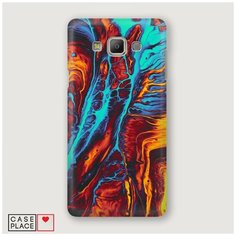 Пластиковый чехол "Желто- голубой флюид" на Samsung Galaxy A3 / Самсунг Галакси А3 Case Place