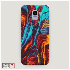Чехол Пластиковый Samsung Galaxy J6 2018 Желто-голубой флюид Case Place