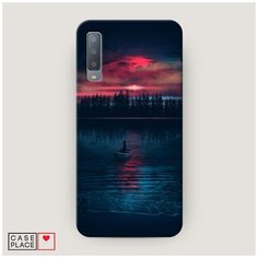 Чехол Пластиковый Samsung Galaxy A7 2018 Лодка в закате Case Place