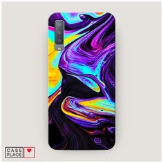 Чехол Пластиковый Samsung Galaxy A7 2018 Фиолетовый флюид арт Case Place