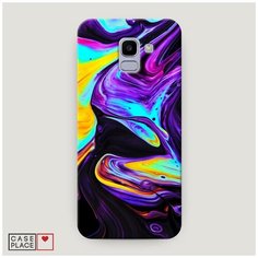Чехол Пластиковый Samsung Galaxy J6 2018 Фиолетовый флюид арт Case Place