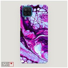 Чехол Пластиковый Samsung Galaxy A12 Розовый флюид арт Case Place