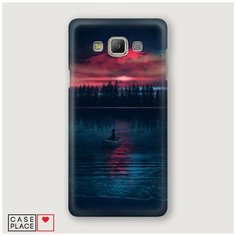 Чехол Пластиковый Samsung Galaxy A7 Лодка в закате Case Place