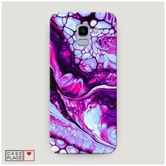Чехол Пластиковый Samsung Galaxy J6 2018 Розовый флюид арт Case Place