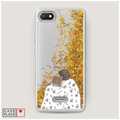 Чехол Жидкий с блестками Xiaomi Redmi 6A Плед на двоих Case Place