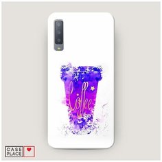 Чехол Пластиковый Samsung Galaxy A7 2018 Кофейный стакан арт Case Place