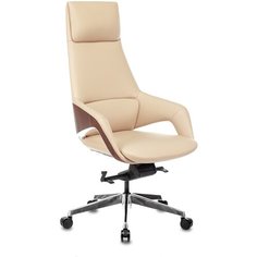 Кресло руководителя Бюрократ _DAO-2 бежевый кожа с подголов. крестовина алюминий