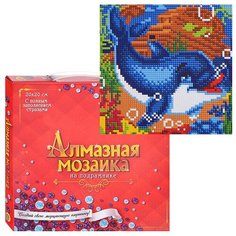 Алмазная мозаика 20х20 "Плавающий дельфинчик" c подрс полн. запблест18 цв Рыжий кот