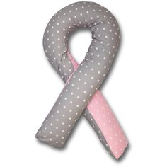 Подушка Body Pillow U холлофайбер, с наволочкой из бязи серый/розовый звезды