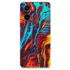 Силиконовый чехол "Желто-голубой флюид" на Xiaomi Poco F3 / Сяоми Поко F3 Case Place