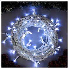 Гирлянда "Нить" 10 м , IP44, УМС, белая нить, 100 LED, свечение белое, 220 В Luazon Lighting
