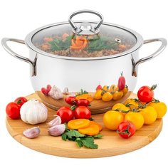 Кастрюля 2,2 л Elan Gallery гармония вкуса Серебро с крышкой D18
